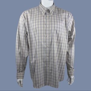 Izod Men’s 80’s 2 Ply Oxford Plaid Long Sleeve Dress Shirt